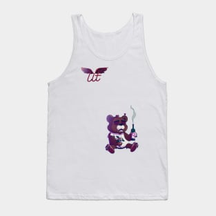 LitQ - Cute cat drinks wine on Valentine's Day anime art vibe Tank Top